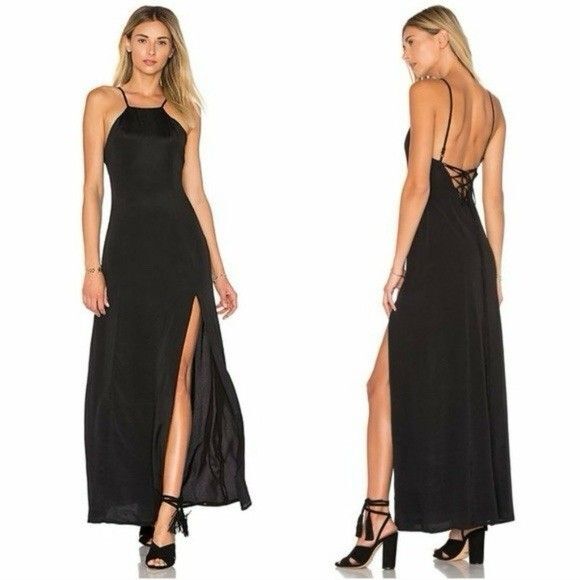 NWT Privacy Please REVOLVE Size SMALL Orrin Maxi Dress Women’s Black Slit Sexy - Picture 2 of 13